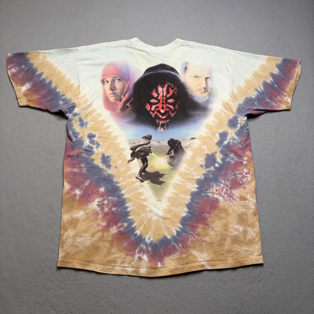 Liquid Blue T-Shirt Mens XL Multi Star Wars Episode I Phantom Menace Tie Dye AOP - Picture 3 of 14